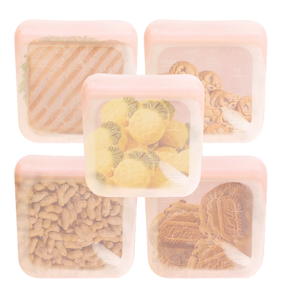 Purifyou 16 oz reusable silicone food storage bags - cloud pink