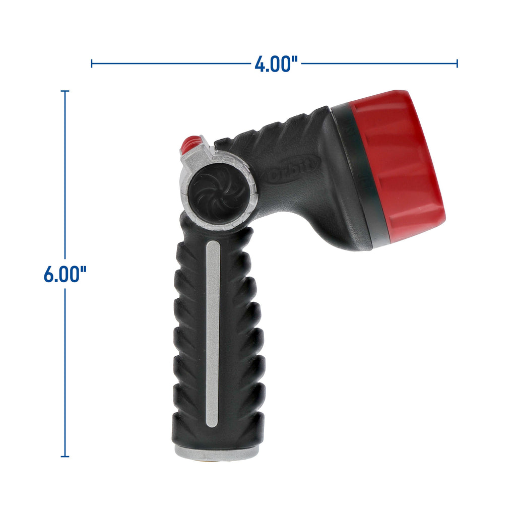 Orbit garden hose nozzle with 8 spray patterns and thumb control
