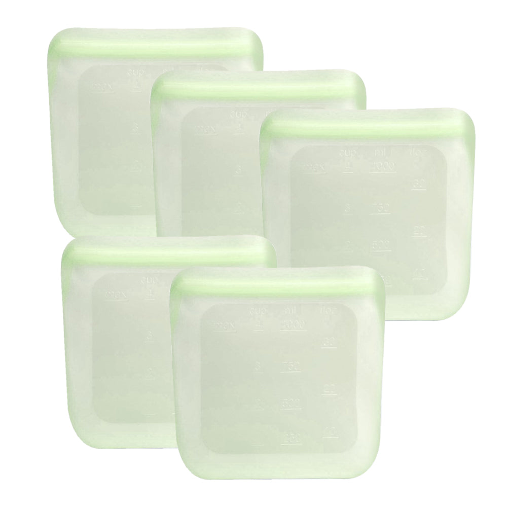 Purifyou 32 oz reusable silicone food storage bags - lime cream