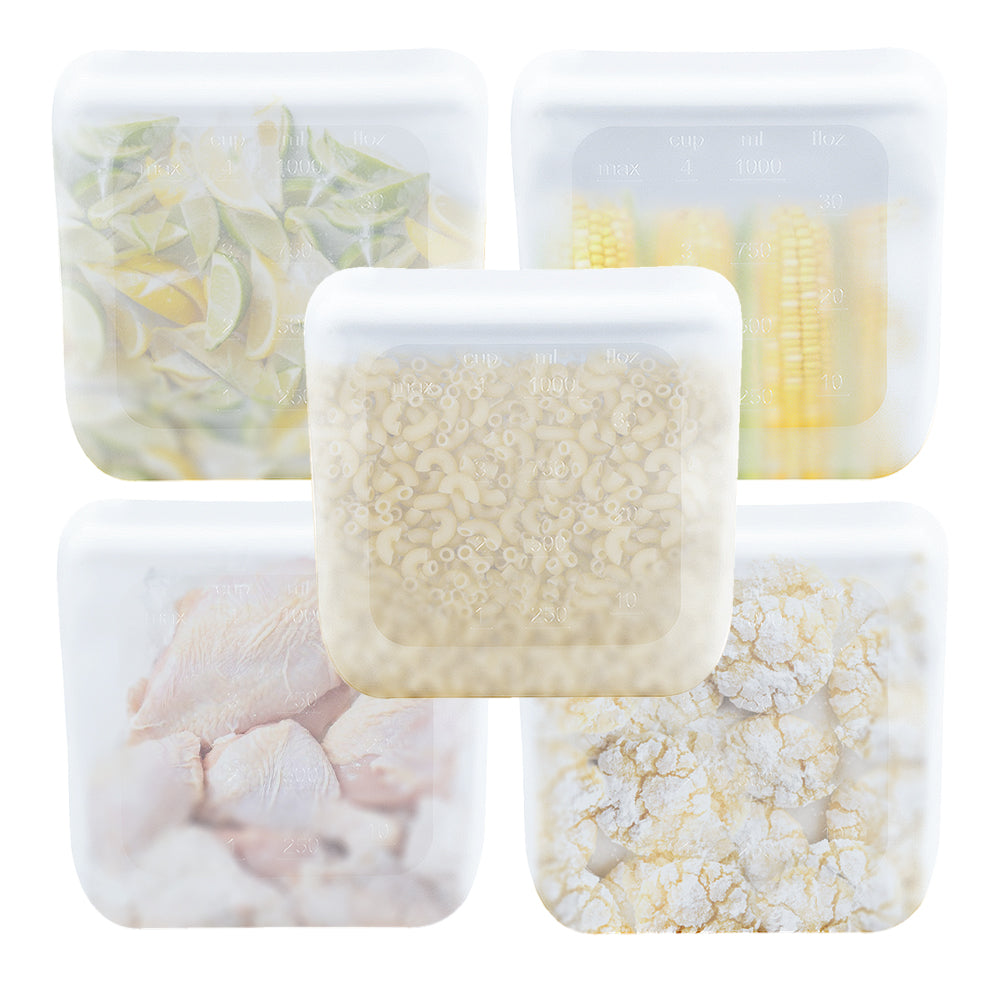 Purifyou 32 oz reusable silicone food storage bags - white