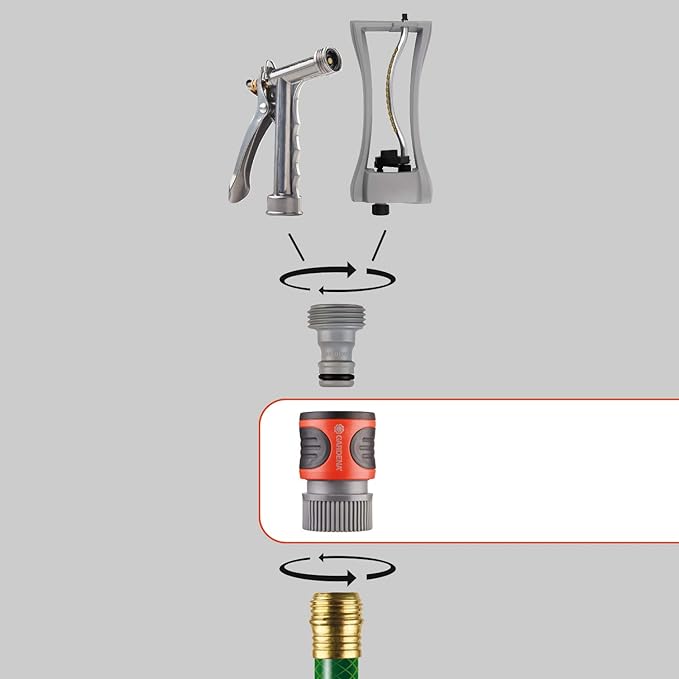 Gardena water stop hose connector with easy-grip design