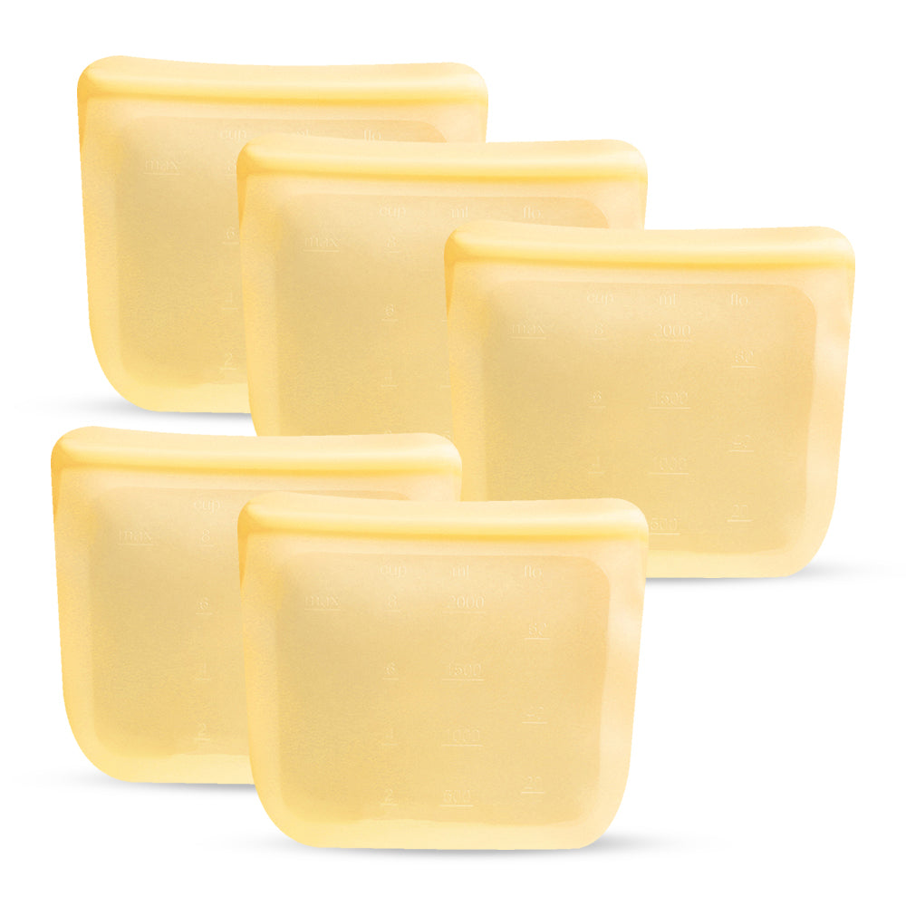 Purifyou 64 oz silicone food storage bags - pastel yellow