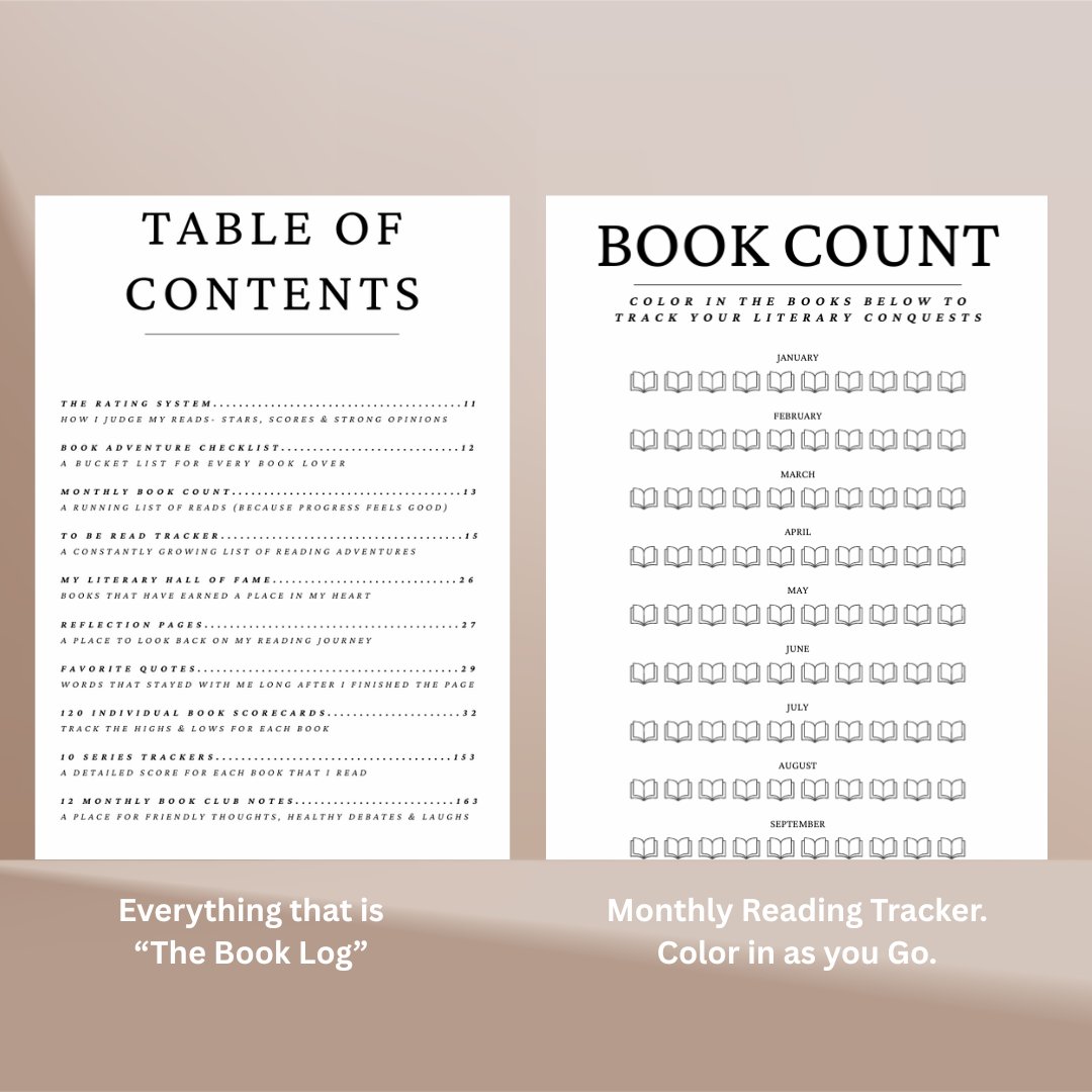 Hardcover Reading Journal – 120 Book Reviews & Bookmark