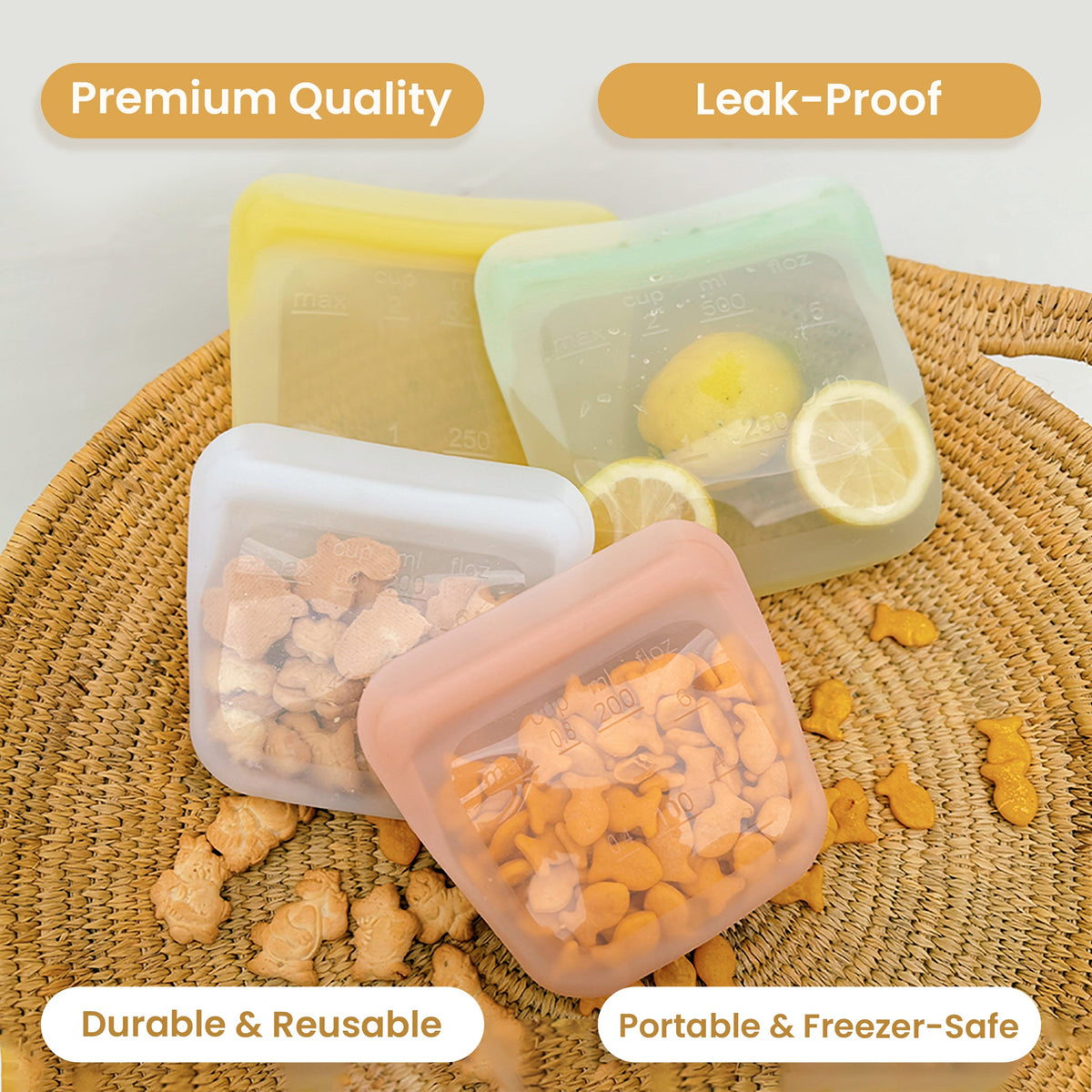 Purifyou silicone food storage bag features and self-sealing design