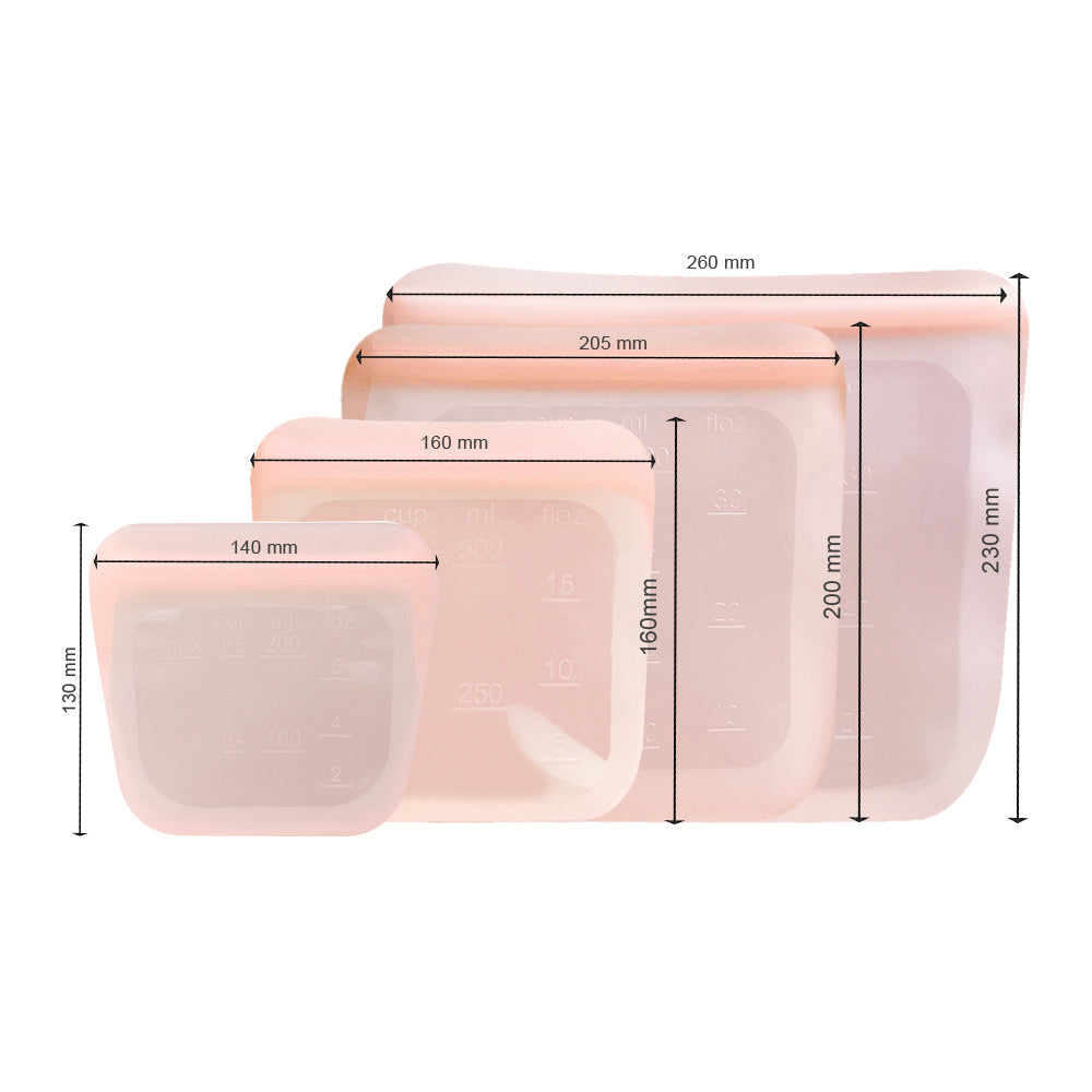 Purifyou reusable silicone food storage Discovery Pack - cloud pink