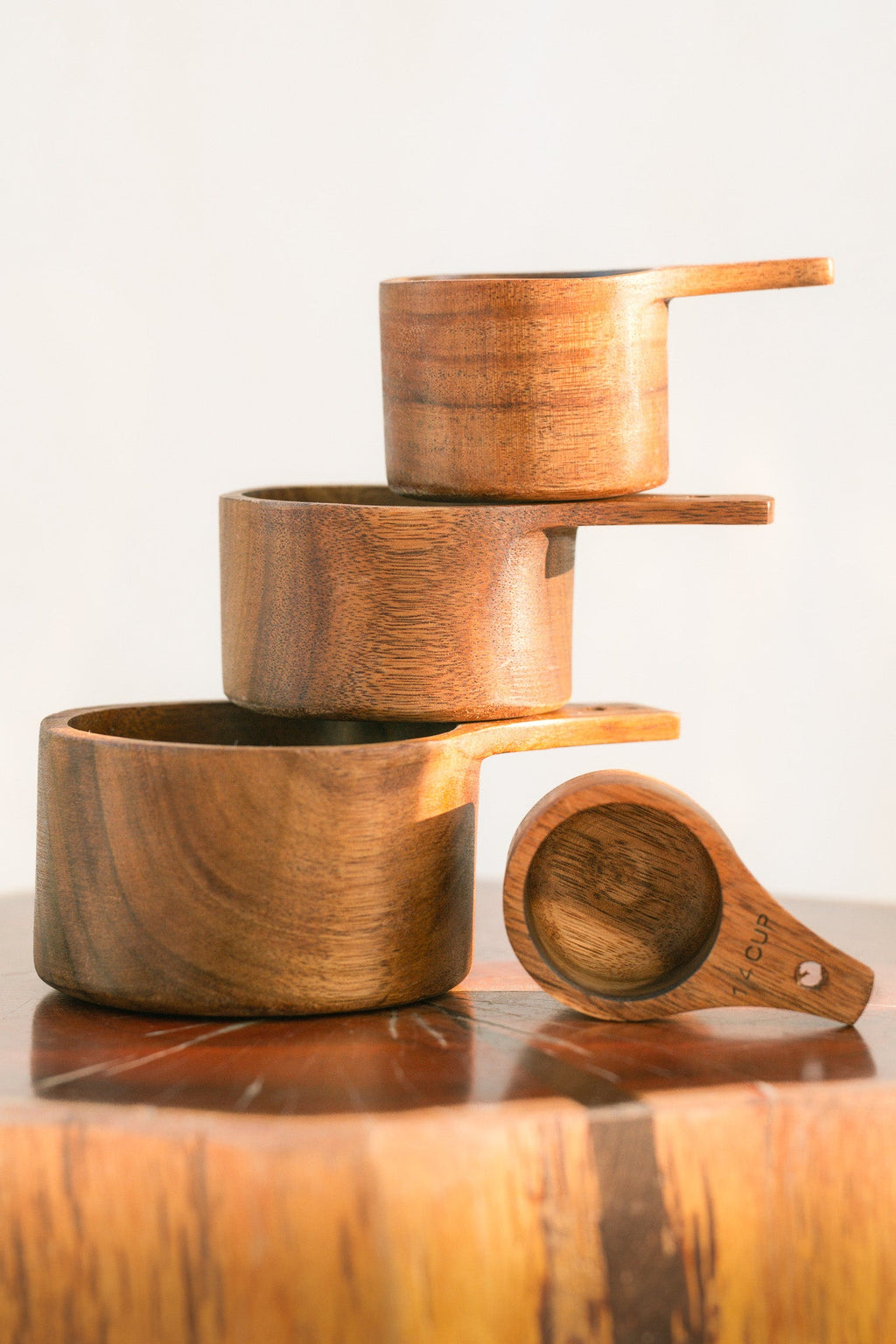 Backwoods Provisions natural wood measuring cup set for dry ingredients