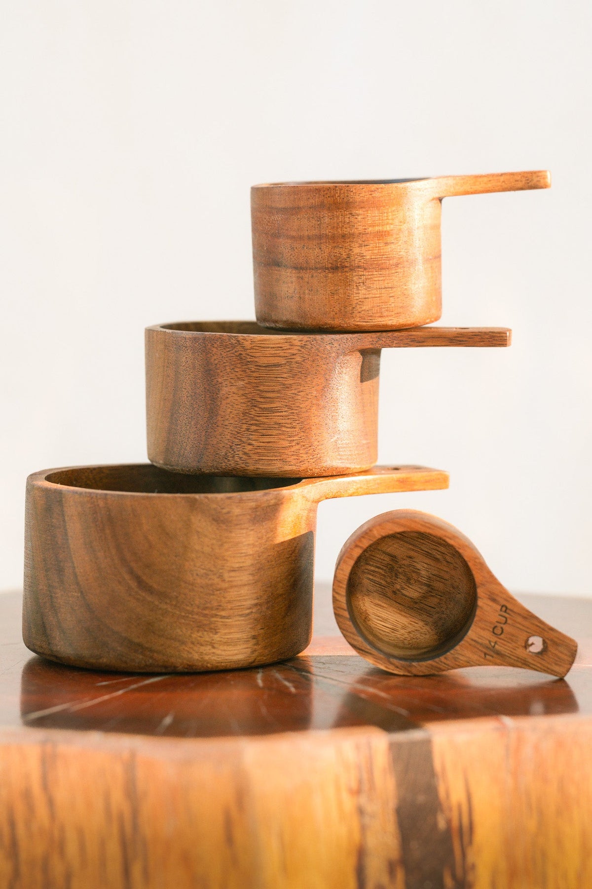 Backwoods Provisions natural wood measuring cup set for dry ingredients
