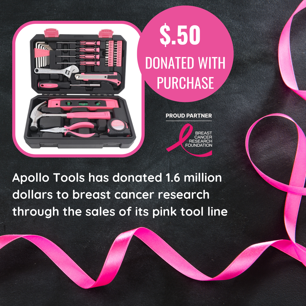 Apollo Tools pink tool kit Breast Cancer Research Foundation donation information