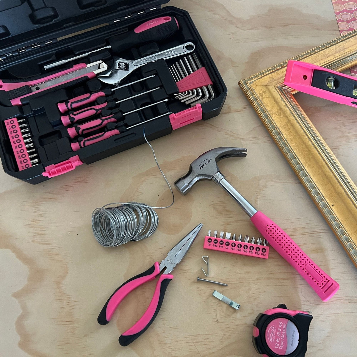 Apollo Tools pink hand tools for home maintenance and repairs