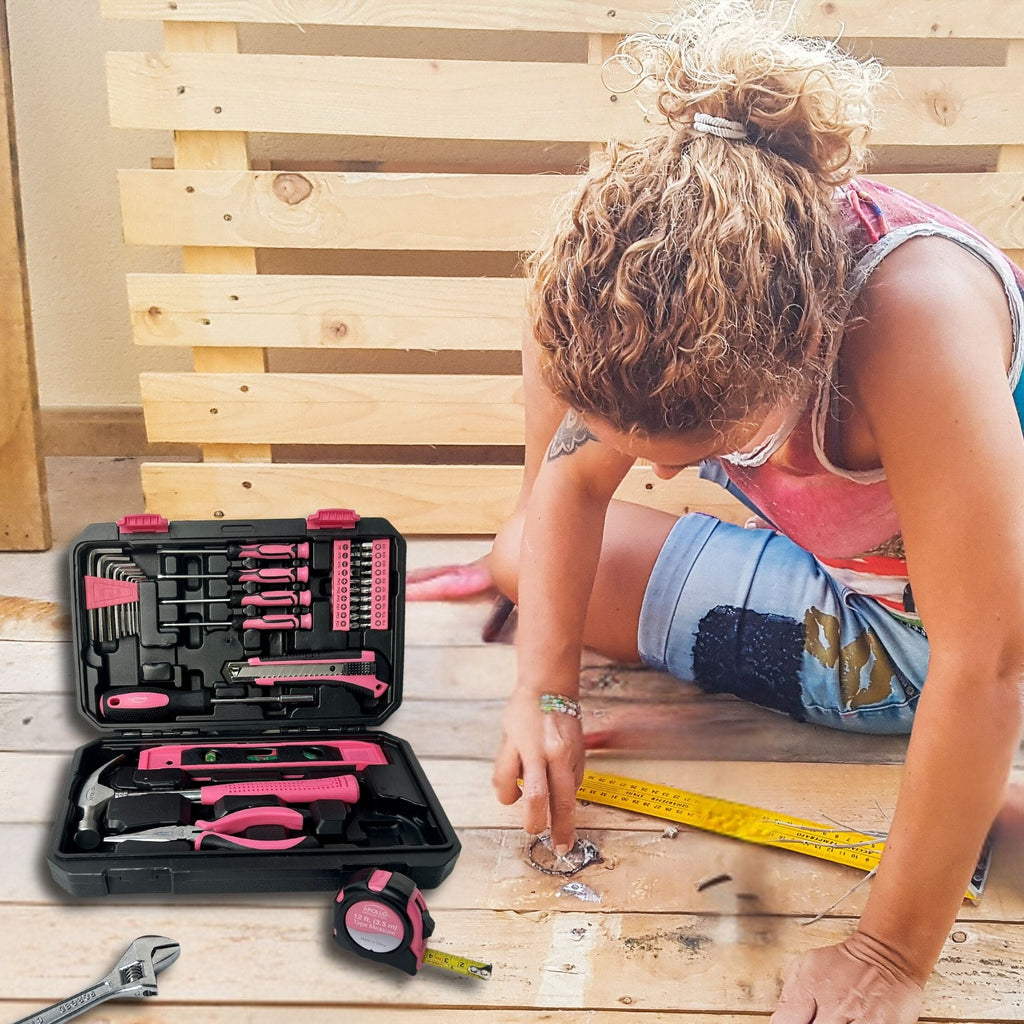 Apollo Tools pink tool kit for everyday home maintenance