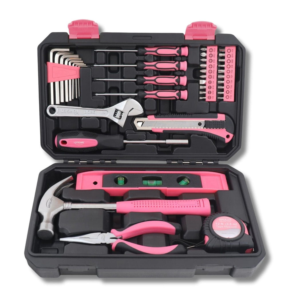 Apollo Tools 39-piece pink household tool kit in storage case