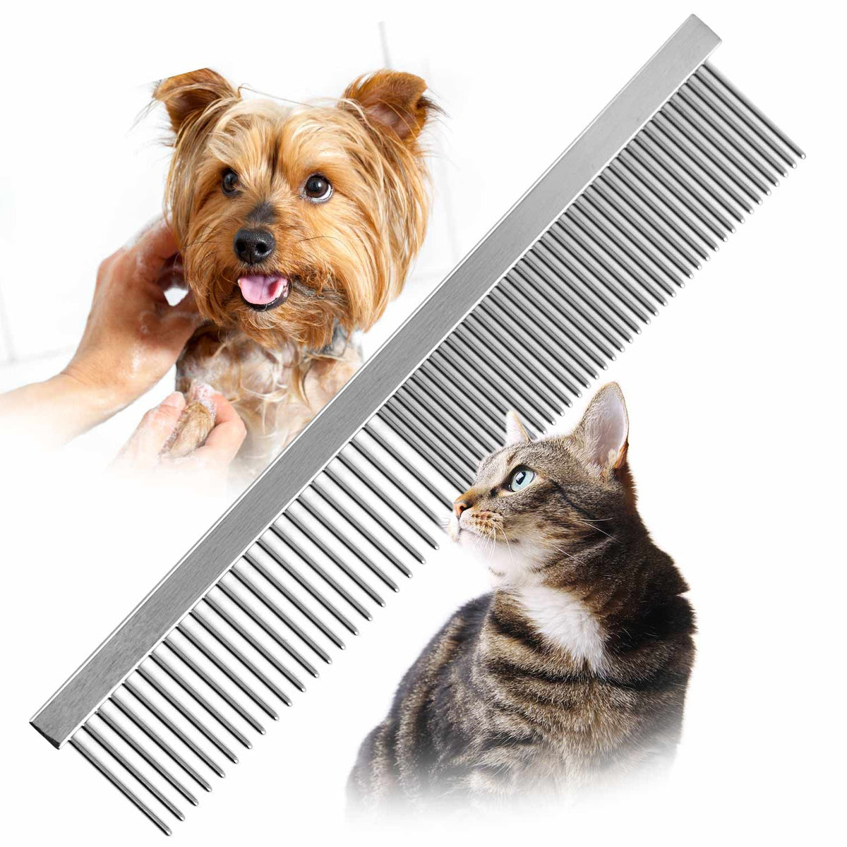 Jeffers Flat Back Steel Grooming Comb for dogs and cats