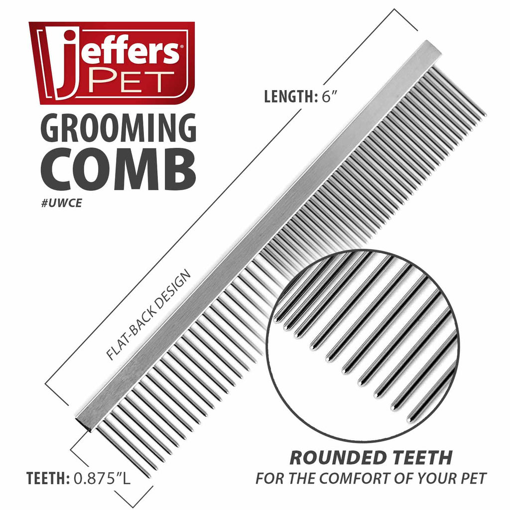 Jeffers steel pet grooming comb with fine and coarse teeth