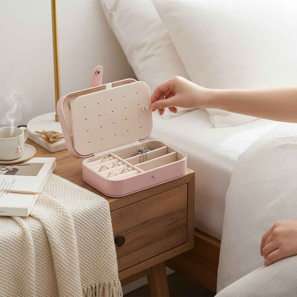 Shaketea small travel jewelry organizer case for rings and earrings