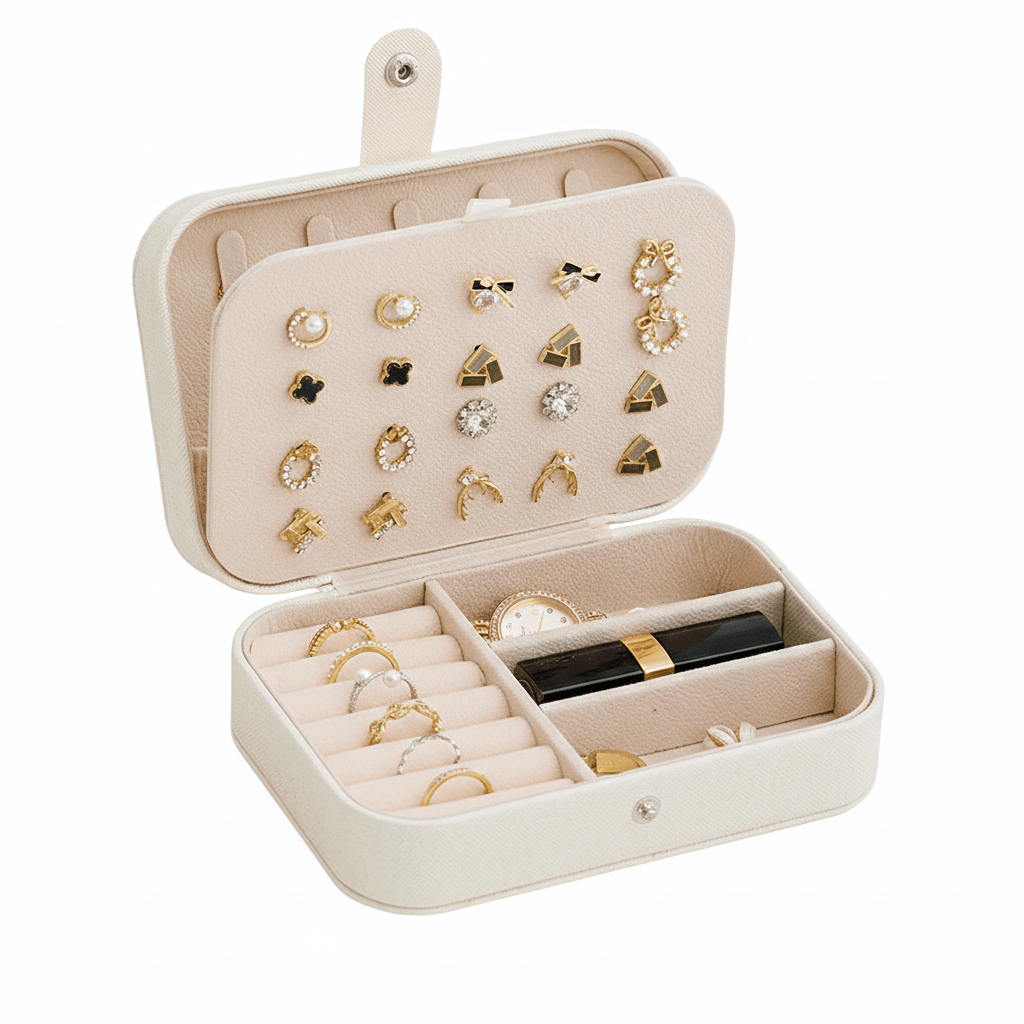Shaketea portable travel jewelry box and small PU leather organizer